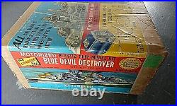Vintage 815M Lindberg BLUE DEVIL WWII Navy Destroyer Ship Motorized Model Kit EX