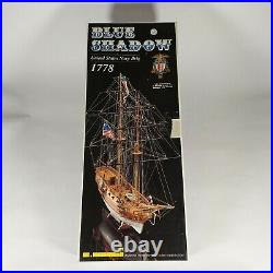 Vintage C. Mamoli Blue Shadow US Navy Brig 1778 Wood Ship Model, Started c. 1978