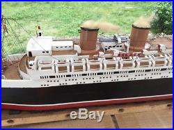 Vintage Hand Made Folk Art Wooden Ship Model Steamship SS Bremen 1929 Not a Kit