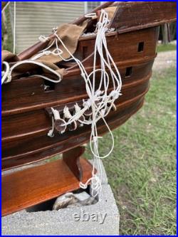 Vintage Santa Maria Large Wooden Ship Model For Restoration