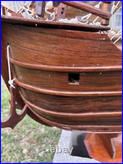 Vintage Santa Maria Large Wooden Ship Model For Restoration