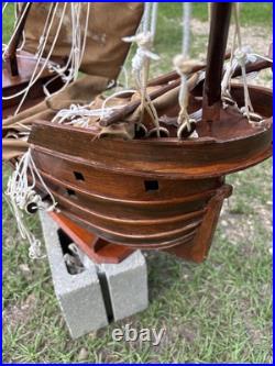 Vintage Santa Maria Large Wooden Ship Model For Restoration