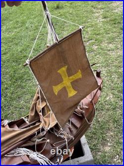 Vintage Santa Maria Large Wooden Ship Model For Restoration
