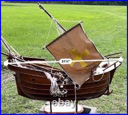 Vintage Santa Maria Large Wooden Ship Model For Restoration