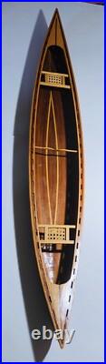 Vintage Wooden Model Canoe 47 Row Boat With 2 Paddles