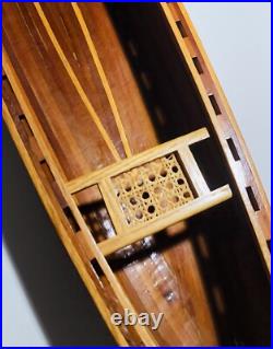 Vintage Wooden Model Canoe 47 Row Boat With 2 Paddles