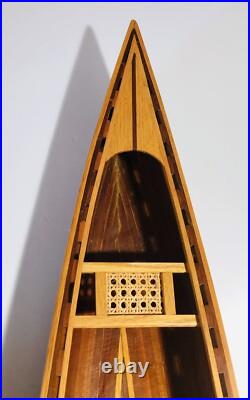 Vintage Wooden Model Canoe 47 Row Boat With 2 Paddles