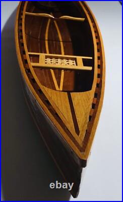 Vintage Wooden Model Canoe 47 Row Boat With 2 Paddles