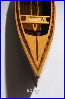 Vintage Wooden Model Canoe 47 Row Boat With 2 Paddles