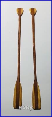 Vintage Wooden Model Canoe 47 Row Boat With 2 Paddles