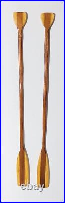 Vintage Wooden Model Canoe 47 Row Boat With 2 Paddles