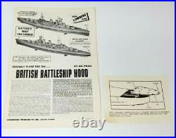 Vtg 1964 Lindberg MOTORIZED British Hood Battleship Ship 26 UNBUILT Model Kit