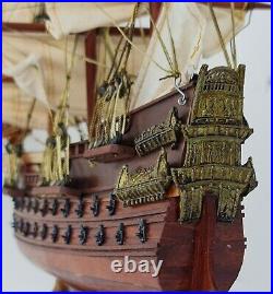 Wasa Battleship Wooden Boat Handmade Model Wood Warship Decor 22.8L