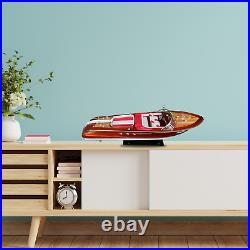 Wooden Italian Speed Boat Ship Wooden Model 21 52cm Luxury Handmade Home Desk