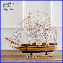 Wooden Sailing Ship Model 40cm/15.7in 3-Mast Nautical Home Office Ornament