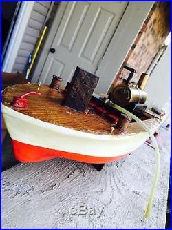 Wooden model live steam boat launch tug ship mamod not wilesco saito weeden