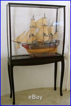 XL HMS BOUNTY Wooden Model Tall Ship AND 69 tall Table with Plexi Display Case