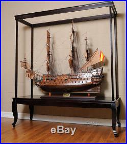 XXL Wooden Display Case For 58 Tall Ship Models & Sailboats Cabinet Stand
